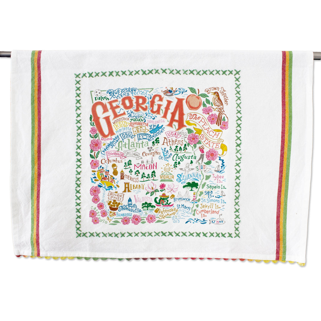 Georgia-themed dish towel from Catstudio featuring detailed map design, perfect for kitchen or home decor.
