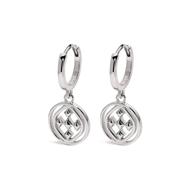 Gracewear Collection medallion huggie hoops, stylish gold-tone earrings with engraved medallion design for accessories.