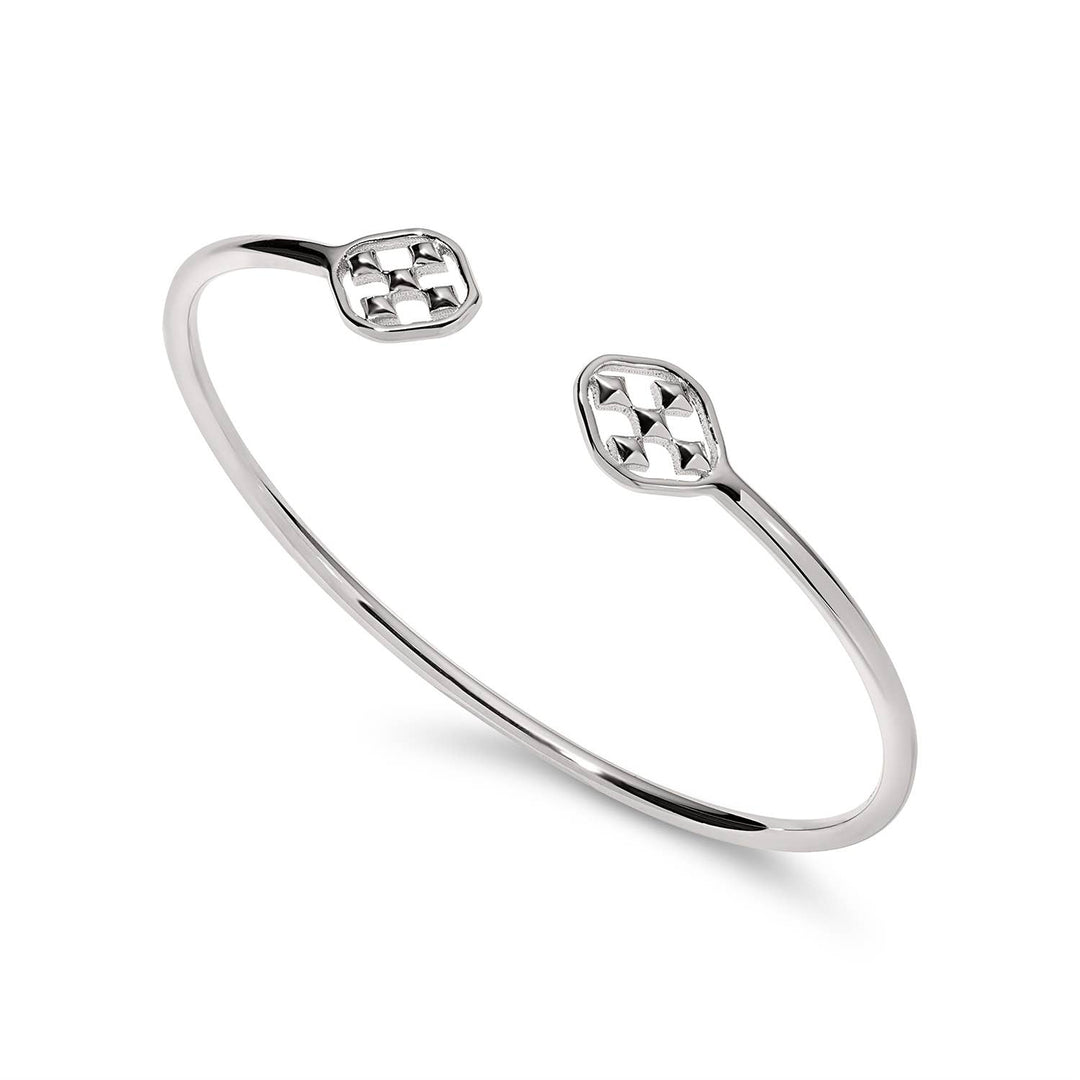 Gracewear Collection shield bangle bracelet with sleek metallic design, styled as a fashionable accessories piece.