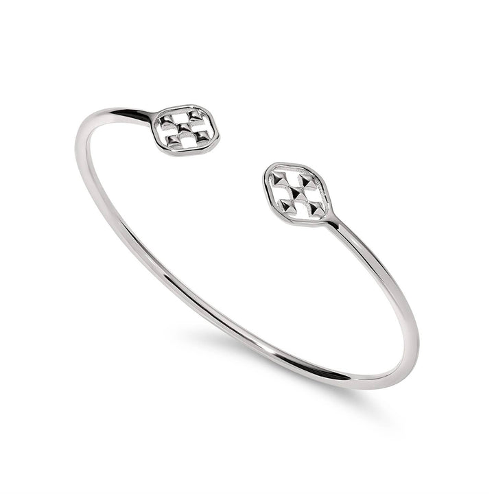 Gracewear Collection shield bangle bracelet with sleek metallic design, styled as a fashionable accessories piece.