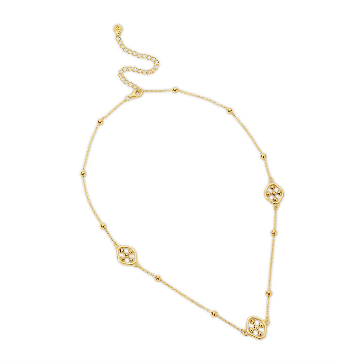 Gracewear Collection shield choker necklace with a sleek, modern design, featuring a metallic shield pendant on a black cord.