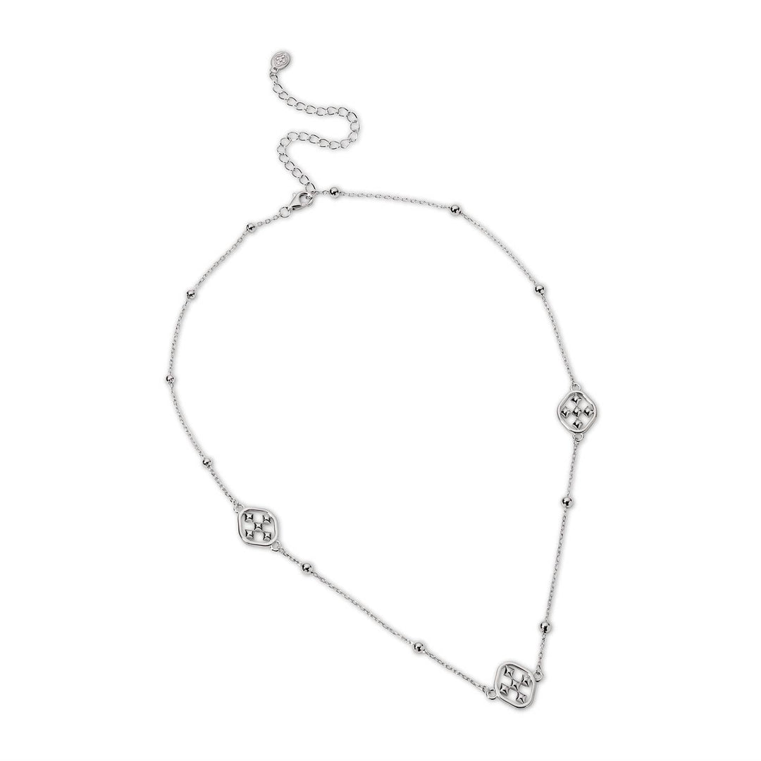 Gracewear Collection shield choker necklace featuring a sleek, metallic design worn close to the neck as stylish accessories