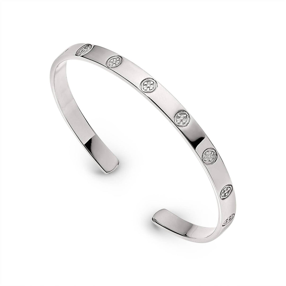 Gracewear Collection Shield embossed bangle bracelet with intricate design, showcasing a stylish accessories piece.