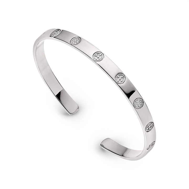 Gracewear Collection Shield embossed bangle bracelet with intricate design, showcasing a stylish accessories piece.