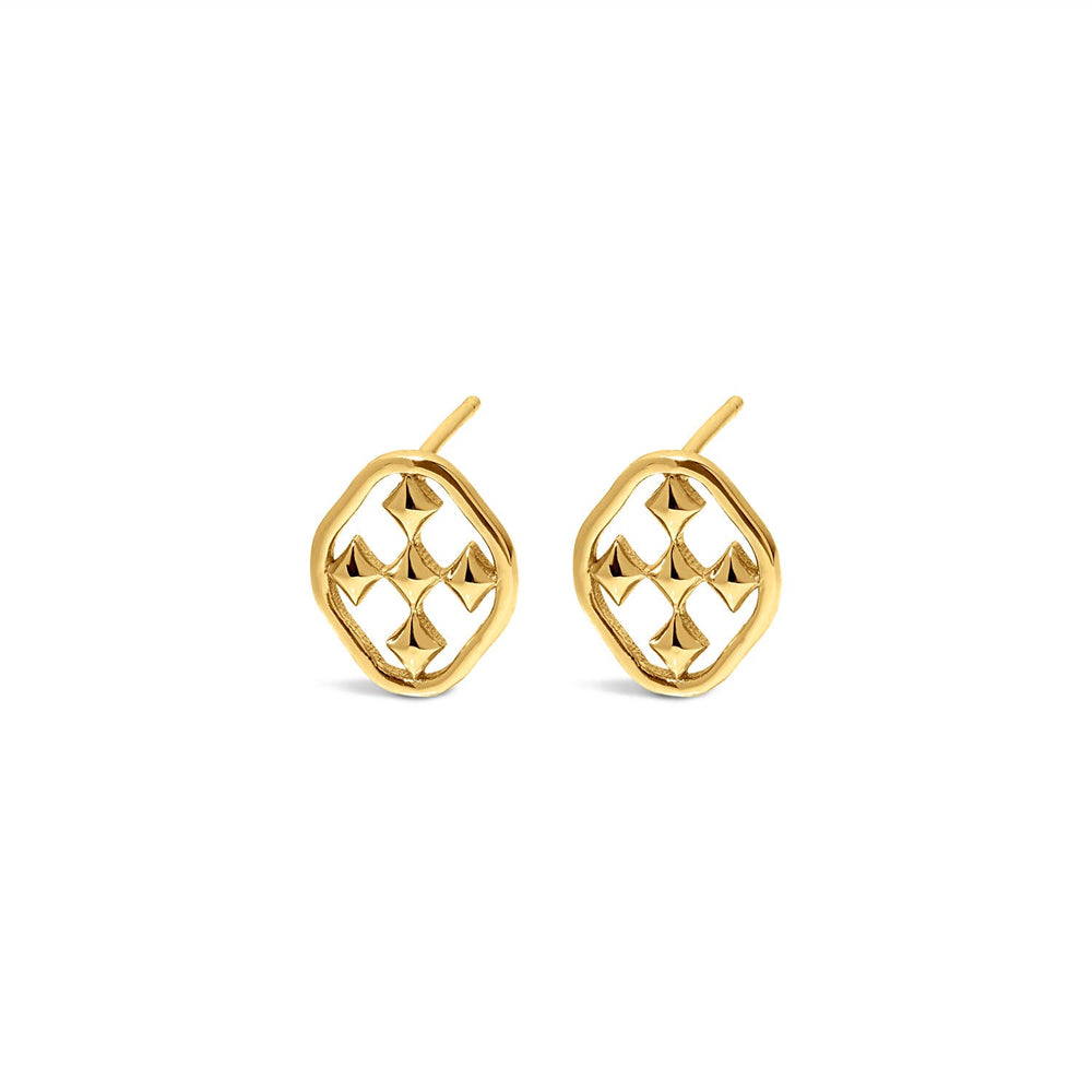 Gracewear Collection shield post earrings, silver-toned accessories with a sleek shield design for stylish everyday wear.