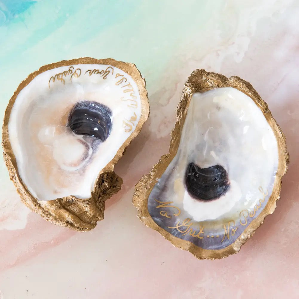 Grit and Grace Studio "No Grit, No Pearl" ceramic dish with a smooth, white design, perfect for gifts or home decor.