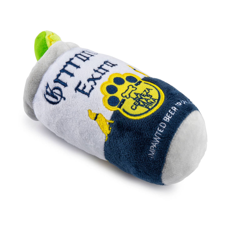 Haute Diggity Dog Grrrona Can squeaker dog toy resembling a beer can, soft plush material, perfect for playful dogs.
