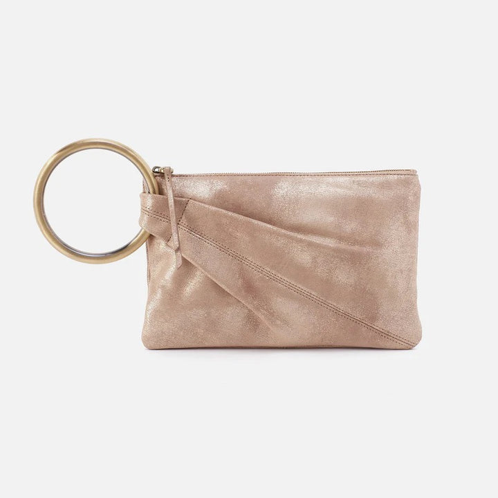 Hobo Bags Sheila Ring Clutch in Gilded Beige, stylish accessories with a sleek design and elegant ring detail.