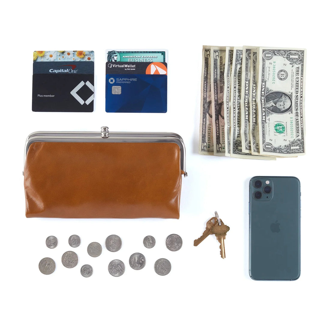 Hobo Bags Lauren Wallet in gold, a stylish accessories piece featuring a sleek design and metallic finish.