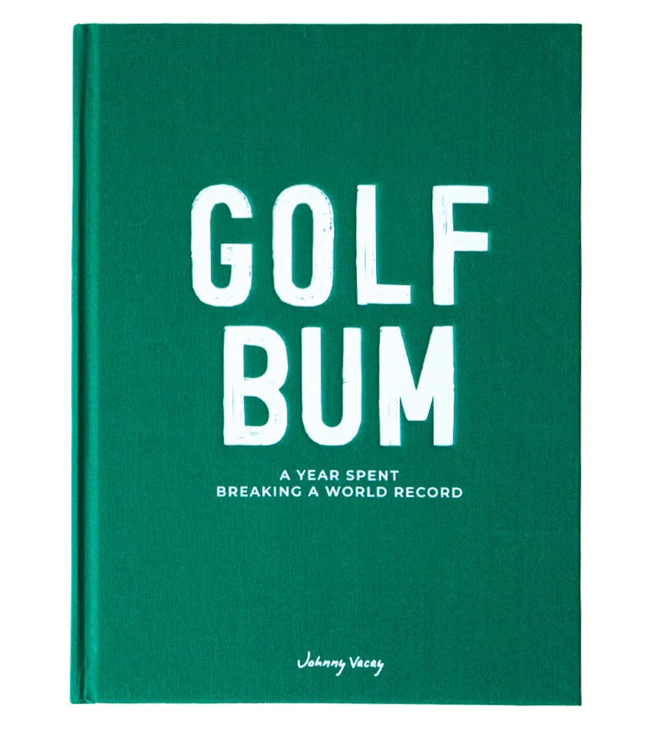 Johnny Vacay Golf Bum Book, a home decor piece featuring humorous golf-themed artwork and design, perfect for golf enthusiasts.