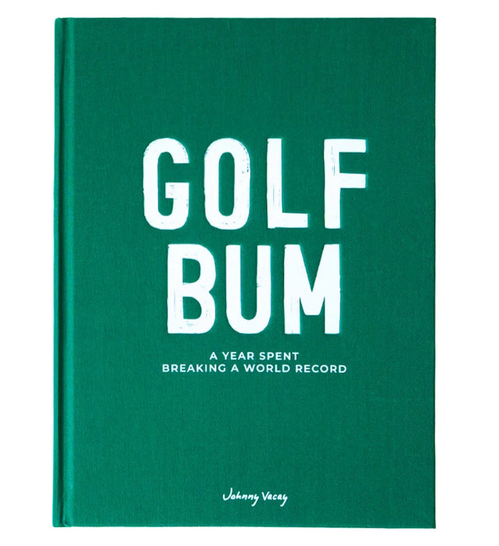 Johnny Vacay Golf Bum Book, a home decor piece featuring humorous golf-themed artwork and design, perfect for golf enthusiasts.