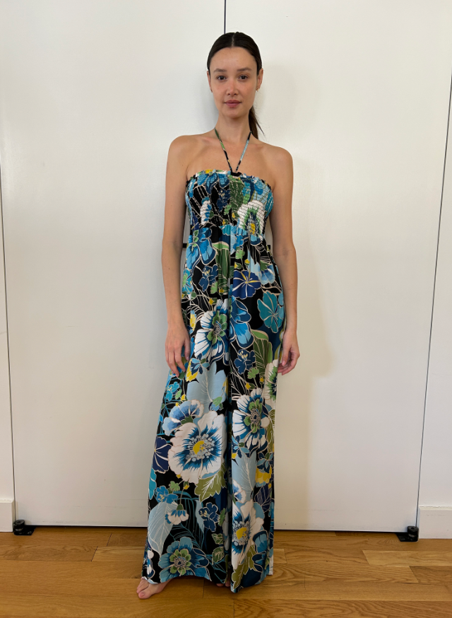 Johnny Was Sweetheart Jumpsuit accessory featuring floral embroidery and intricate detailing, styled for elegant occasions.