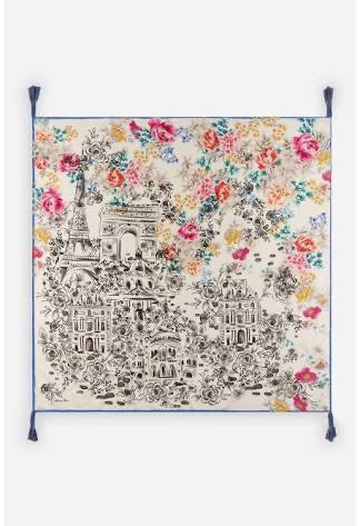 Johnny Was scarf with vibrant floral patterns, soft fabric, and stylish accessory design for women.