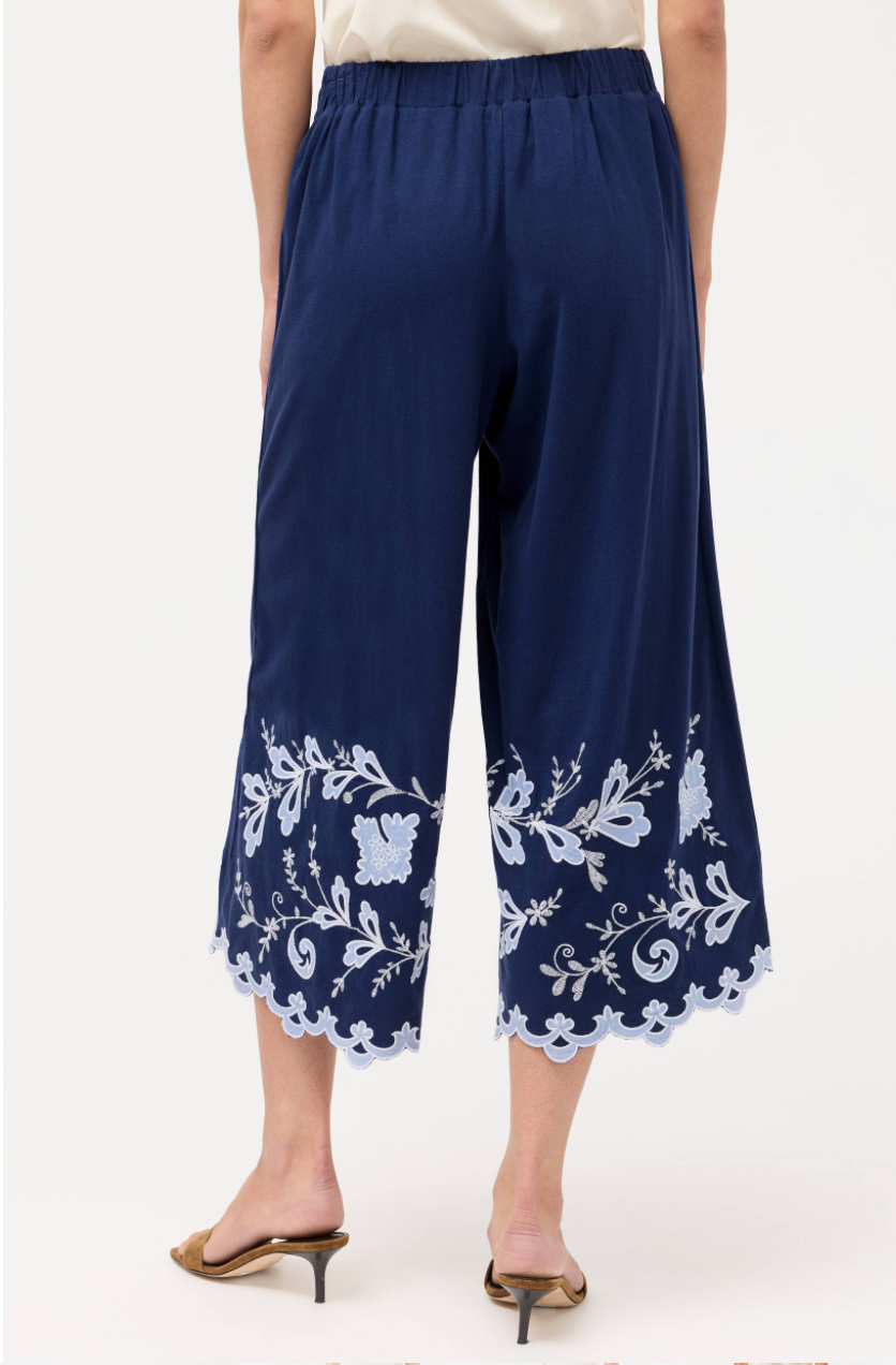 Navy Addeline Knit bottoms by Johnny Was, featuring a comfortable, stylish knit fabric with a relaxed fit and subtle detailing.
