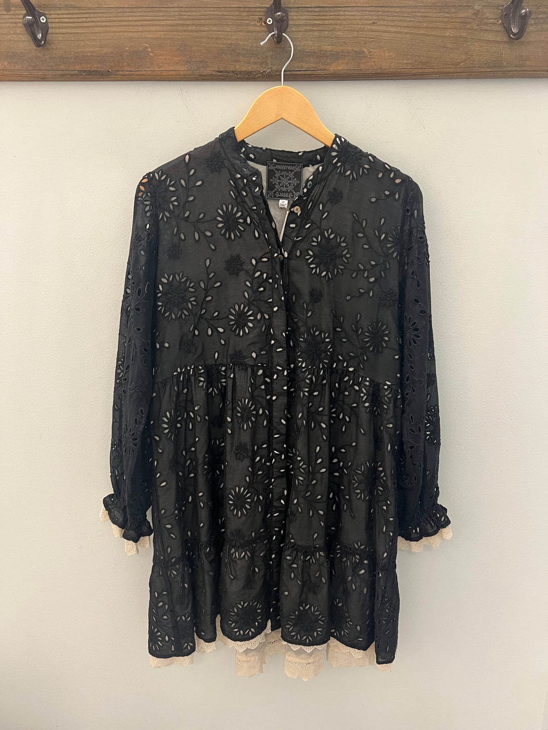 Skygazer silk mini dress by Johnny Was featuring a flowing silhouette and intricate pattern in soft, elegant fabric.