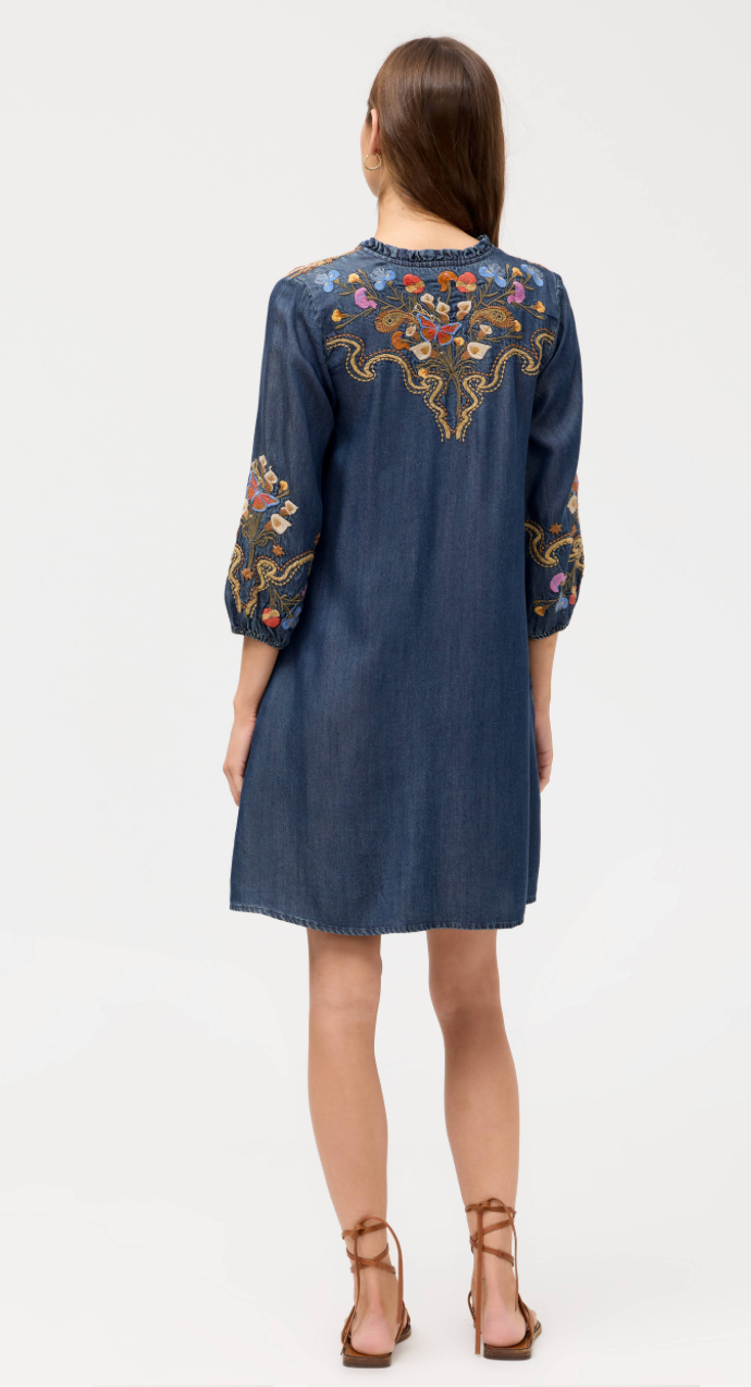 Johnny Was Durago Ruffle Field Dress featuring a flowy design, ruffle details, and a relaxed fit perfect for casual wear.