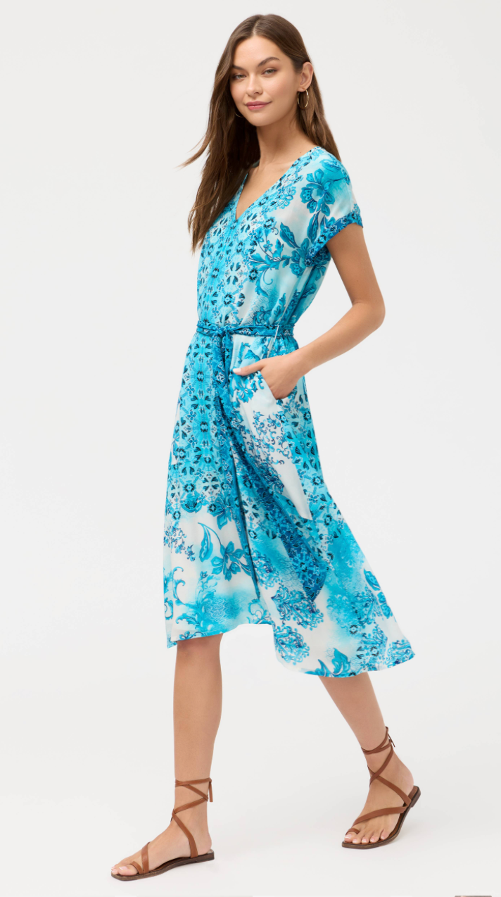 Johnny Was Vittoria tie slip dress with a relaxed fit, featuring adjustable straps and a stylish, lightweight fabric.
