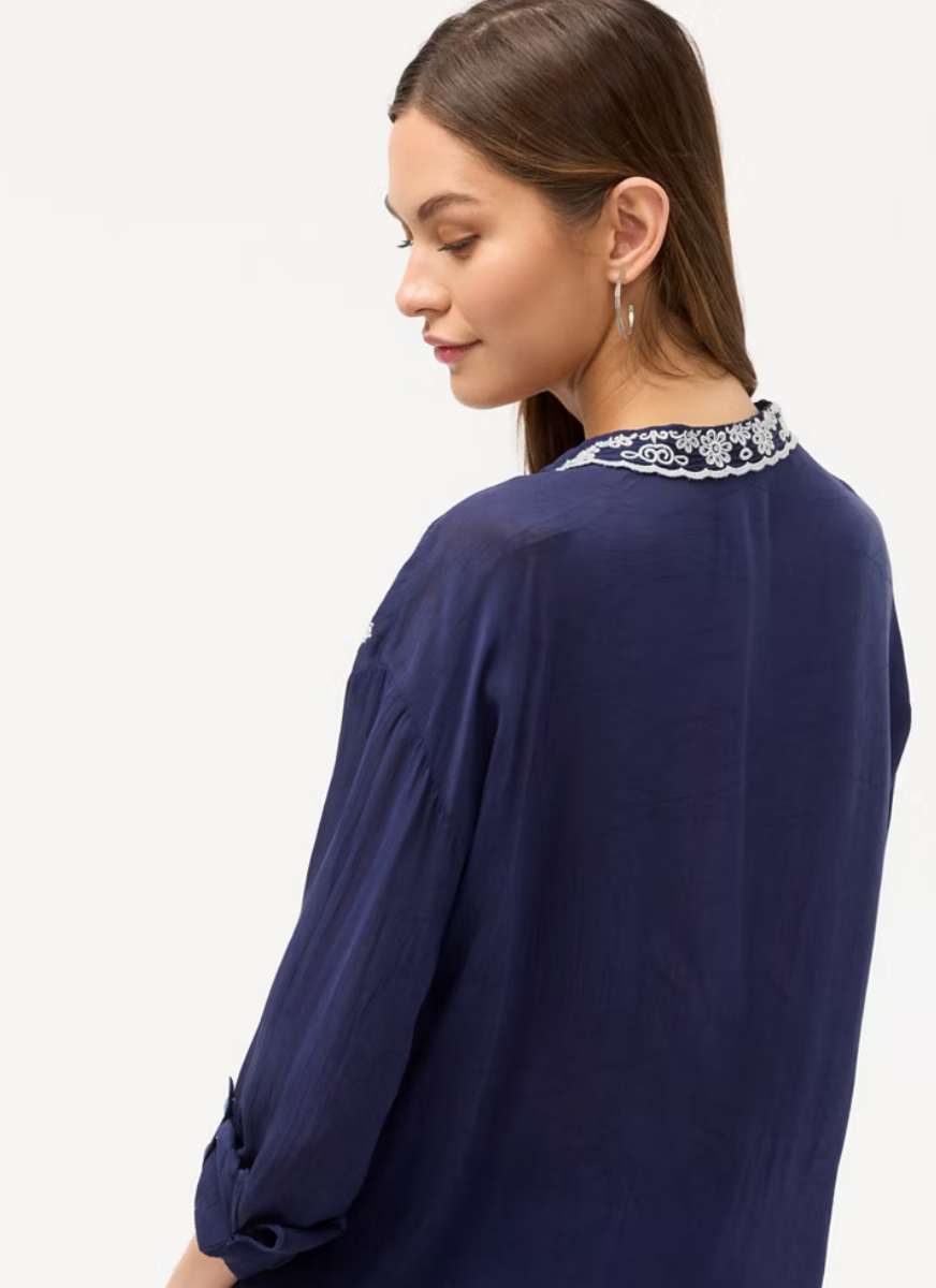 Slim Audrey collar shirt by Johnny Was, featuring a classic design, long sleeves, and a tailored fit for stylish home wear.