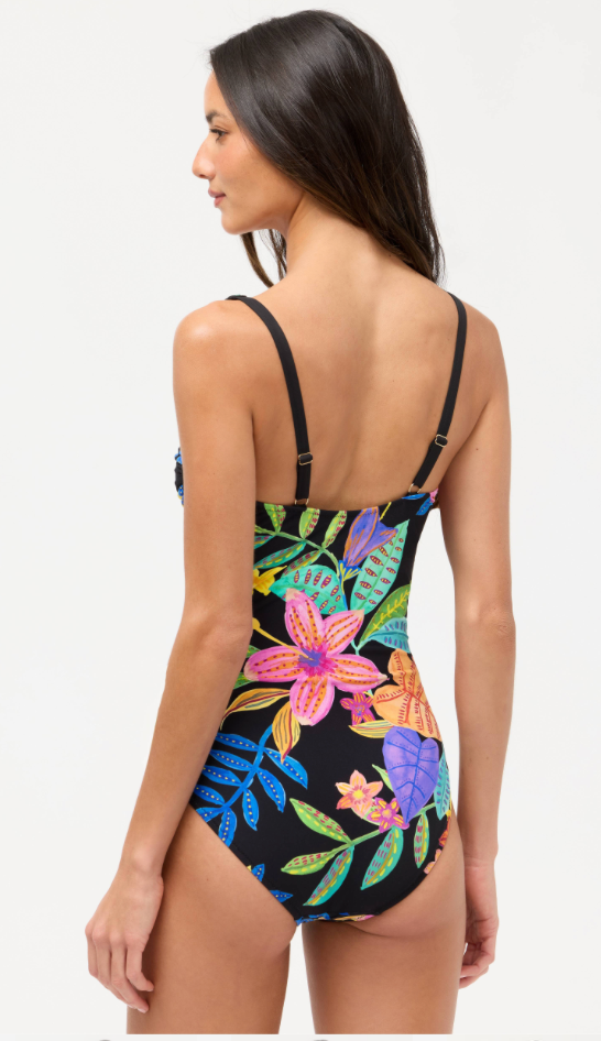 Johnny Was Marilyn Scabiosa one-piece loungewear with floral pattern, soft fabric, and relaxed fit, shown in a casual setting.