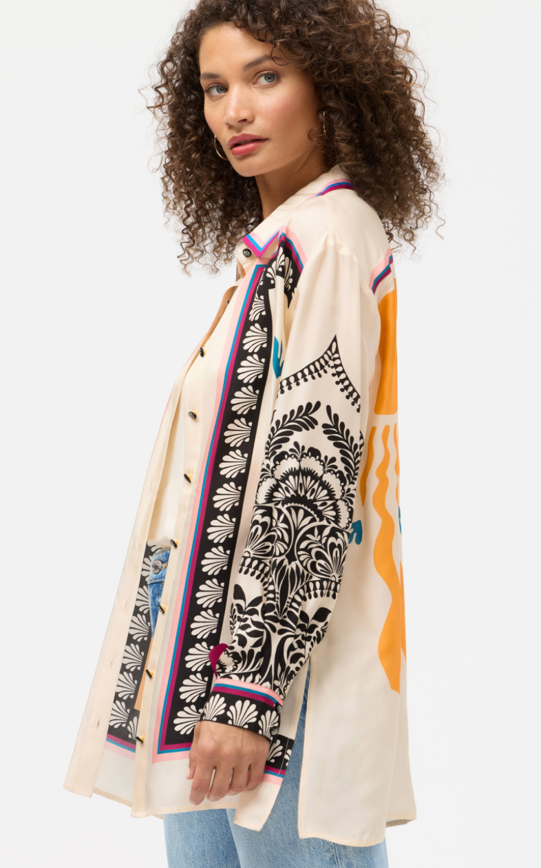 Johnny Was Lorelie button-down blouse, featuring a stylish tops design with intricate patterns and a flattering fit.