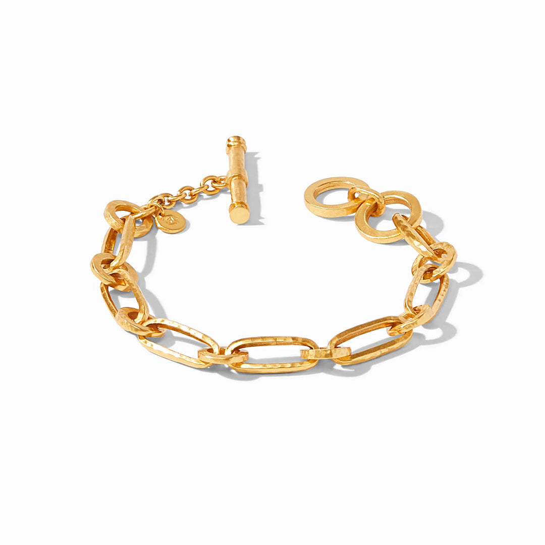 Julie Vos Palladio link bracelet featuring elegant gold-tone links, displayed from an overhead, centered view.