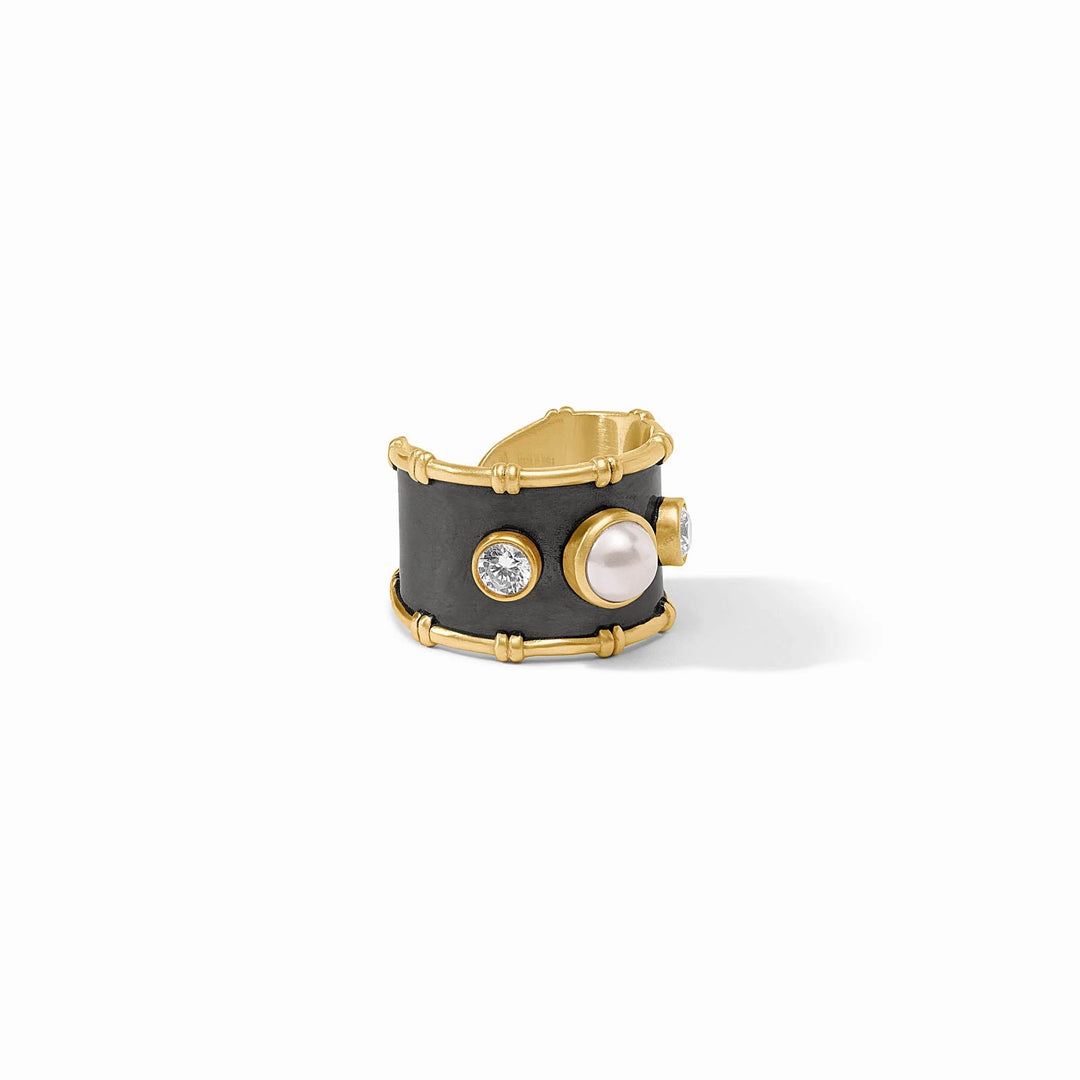 Julie Vos Tribeca ring, a stylish accessories piece featuring a sleek band with elegant detailing, shown on a white background.