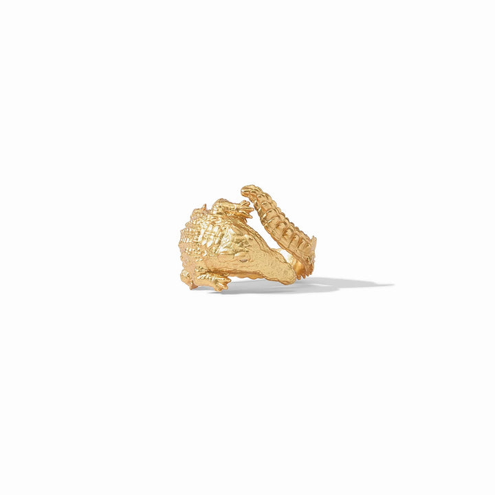 Julie Vos alligator-shaped ring, a stylish accessories piece featuring a detailed alligator design in gold tone.