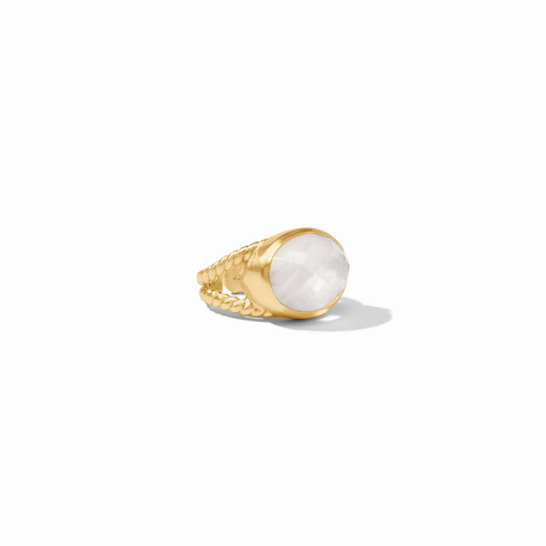 Julie Vos Nassau statement ring with iridescent clear crystal, featuring a bold, elegant design in accessories collection.