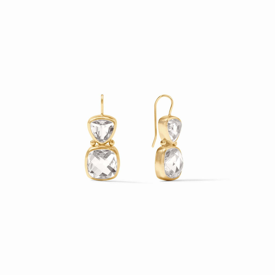 Julie Vos Aquitaine Earring with clear glass drop, elegant gold-toned accessory for stylish jewelry collection.
