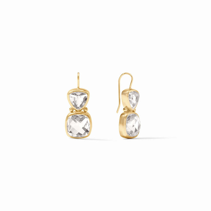 Julie Vos Aquitaine Earring with clear glass drop, elegant gold-toned accessory for stylish jewelry collection.