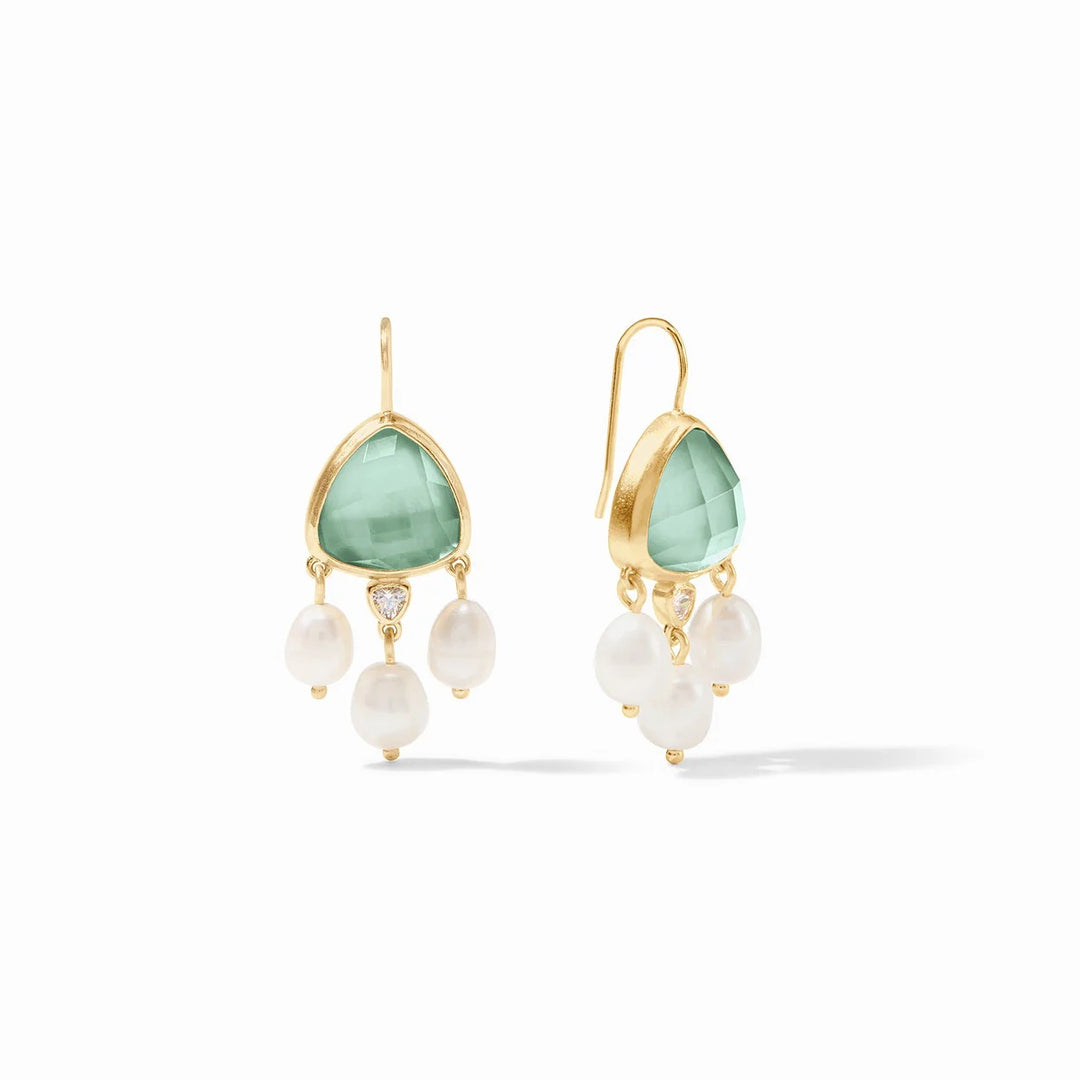 Julie Vos Aquitaine Chandelier Earring showing intricate gold design with dangling accents for elegant accessories.