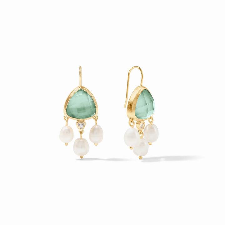 Julie Vos Aquitaine Chandelier Earring showing intricate gold design with dangling accents for elegant accessories.