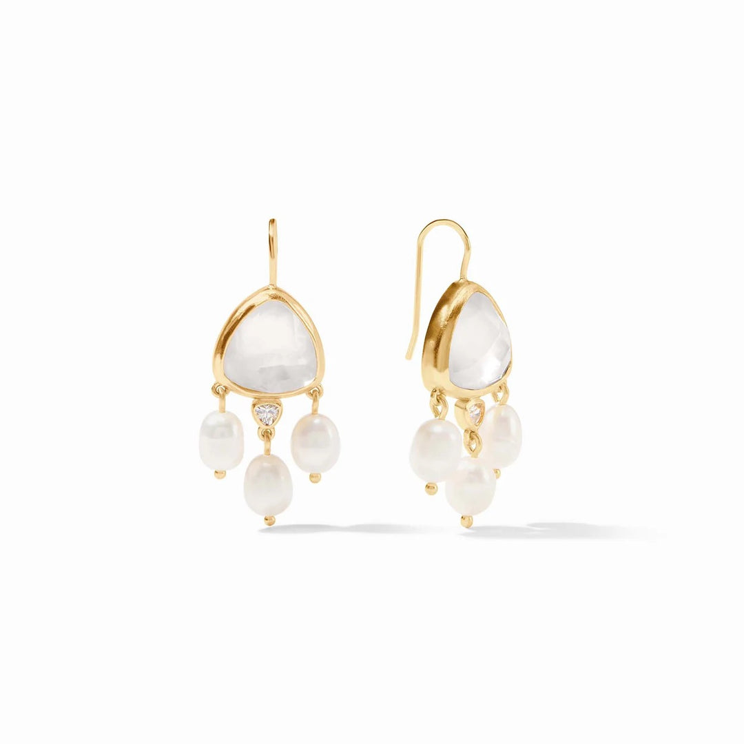 Julie Vos Aquitaine Chandelier Earring with intricate gold design and dangling accents, stylish accessories for elegant occasions.