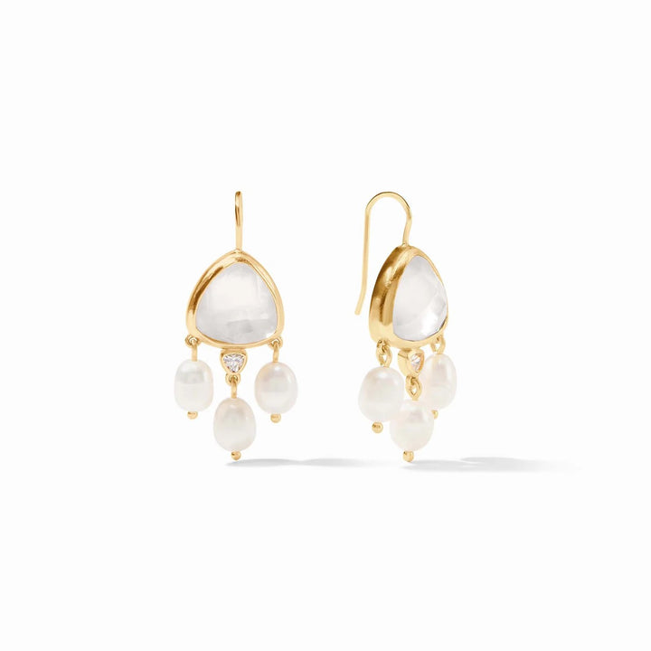 Julie Vos Aquitaine Chandelier Earring with intricate gold design and dangling accents, stylish accessories for elegant occasions.