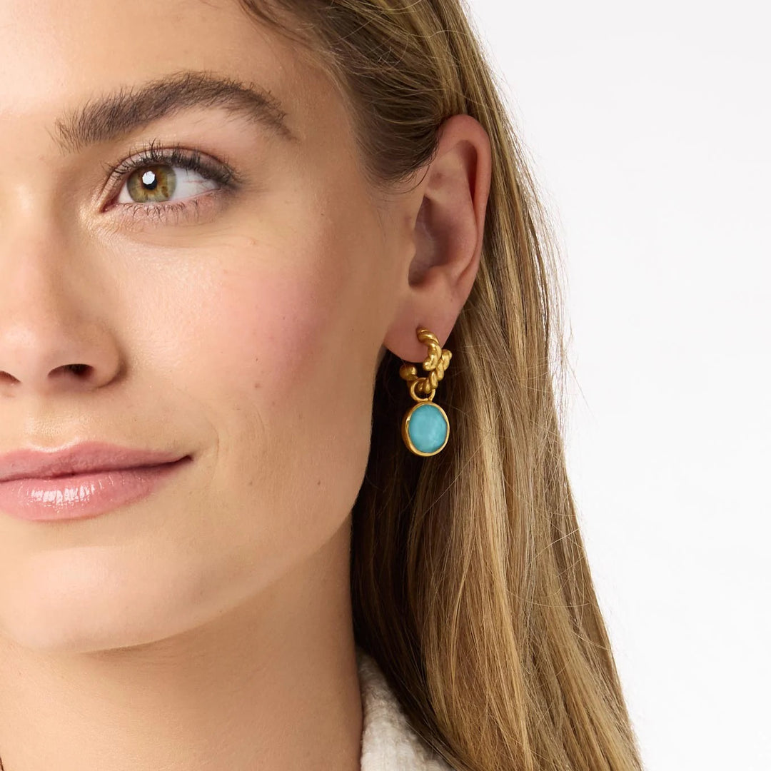 Julie Vos Nassau Hoop and Charm accessories featuring gold hoops with elegant charms, stylish jewelry for everyday wear.