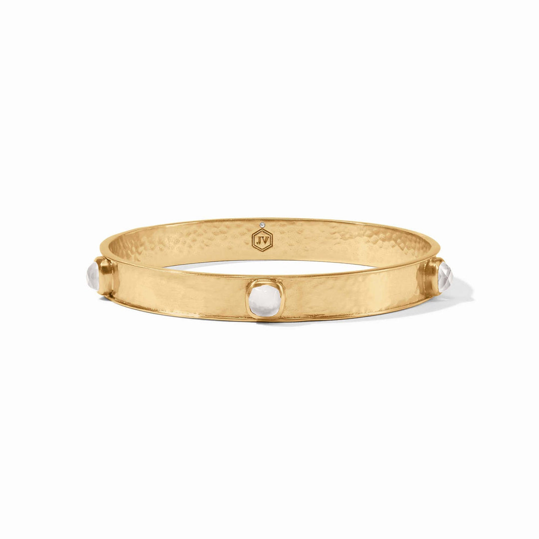 Julie Vos Catalina Stone Bangle with iridescent clear crystals, elegant jewelry accessory with a polished gold finish.