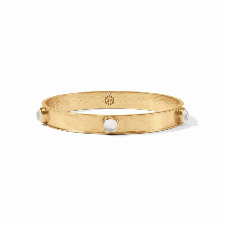 Julie Vos Catalina Stone Bangle with iridescent clear crystals, elegant jewelry accessory with a polished gold finish.