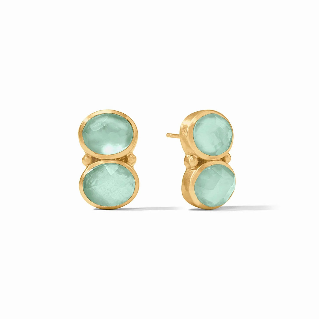 Julie Vos Honey Duo Earring, elegant gold-tone accessories with honeycomb design, styled as a versatile earring for women.