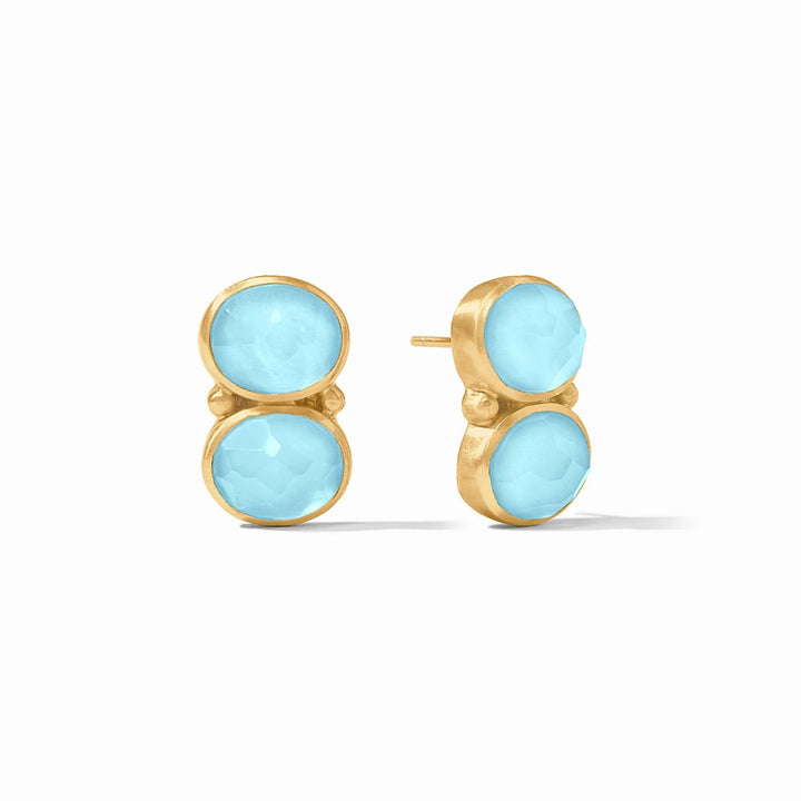 Julie Vos Honey Duo Earring, elegant gold-toned accessory with a honeycomb design, perfect for stylish jewelry collection.