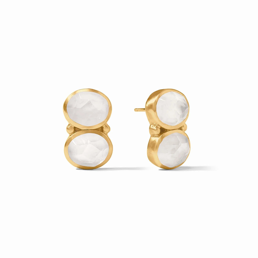 Julie Vos Honey Duo Earring, elegant gold-toned accessories with honeycomb design and gemstone accents, stylish and sophisticated.