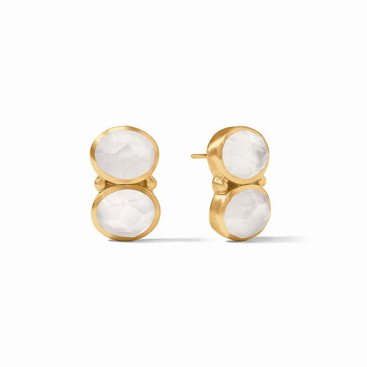 Julie Vos Honey Duo Earring, elegant gold-toned accessories with honeycomb design and gemstone accents, stylish and sophisticated.