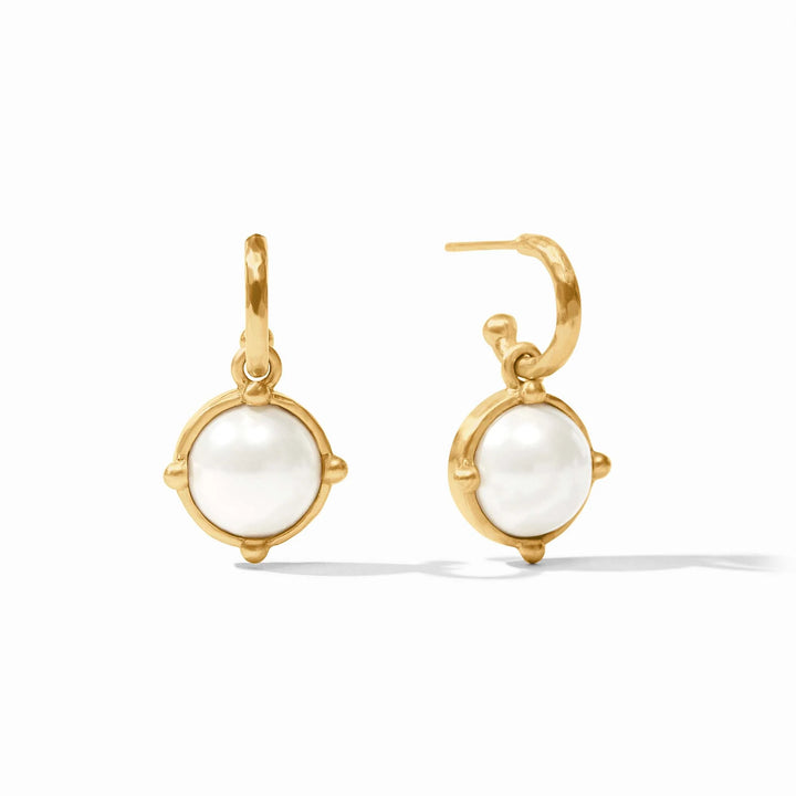Julie Vos Honeybee Hoop and Charm Earrings, gold-tone jewelry with bee-shaped charms and hoop design for stylish accessories.