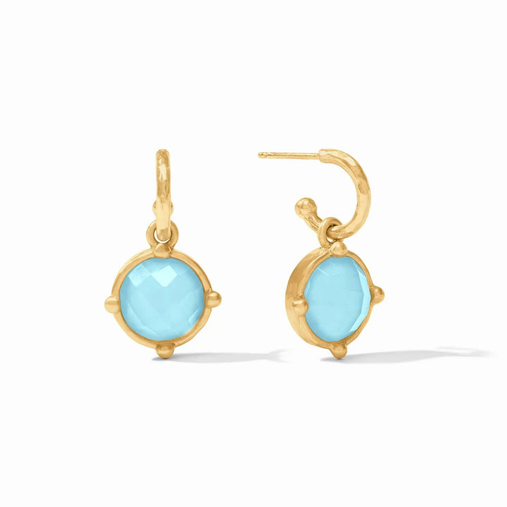 Julie Vos Honeybee hoop earrings with charm, gold-tone accessories featuring intricate bee and floral details.