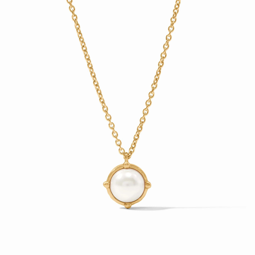 Julie Vos Honeybee Solitaire Necklace with gold chain and honeybee pendant, elegant jewelry accessory.