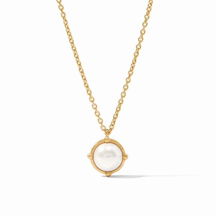 Julie Vos Honeybee Solitaire Necklace with gold chain and honeybee pendant, elegant jewelry accessory.