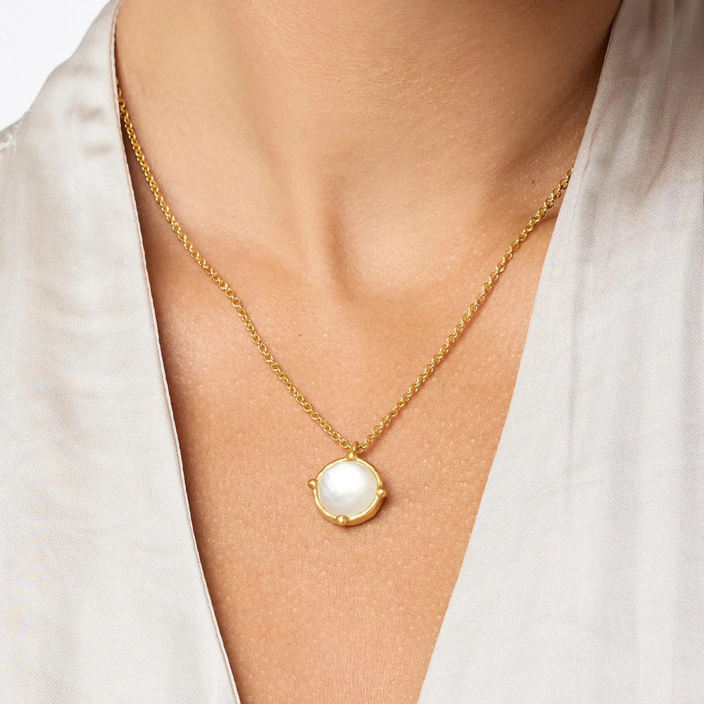 Julie Vos Honeybee Solitaire Necklace featuring a delicate gold chain and a honeybee pendant with intricate detailing.