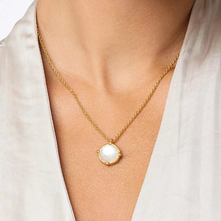 Julie Vos Honeybee Solitaire Necklace featuring a delicate gold chain and a honeybee pendant with intricate detailing.