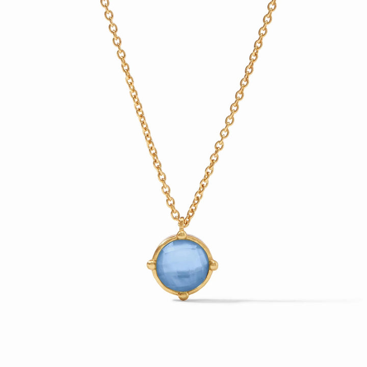 Julie Vos Honeybee Solitaire Necklace with a delicate gold chain and a central honeybee pendant, elegant jewelry accessory.