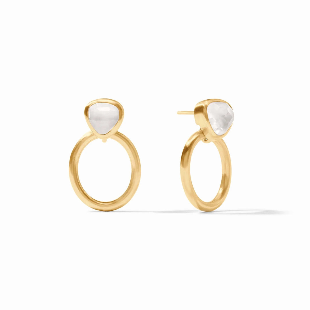 Julie Vos Aquitaine Demi Doorknocker Earring in gold, showcasing elegant accessory design with intricate detailing.