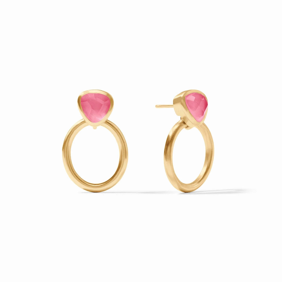 Julie Vos Aquitaine Demi Doorknocker Earring in gold, featuring a stylish, curved design perfect for elegant accessories.